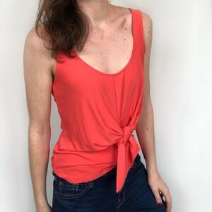 Free Press Orange Tie Front Sleeveless Tank Top
